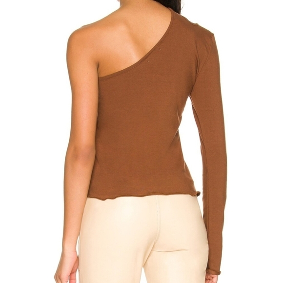 LOVERS + FRIENDS One Shoulder Top Women Sz Large Brown Cutout Long Sleeve Boho - Picture 7 of 7